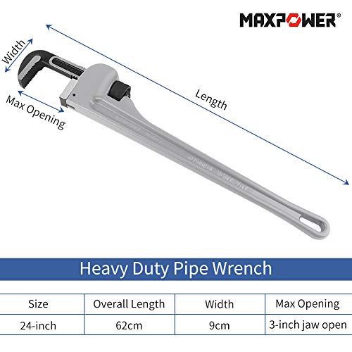 MAXPOWER 24 inch Pipe Wrench, 3 inch Jaw Opening - size: 24-inch, style: Straight Pipe Wrench