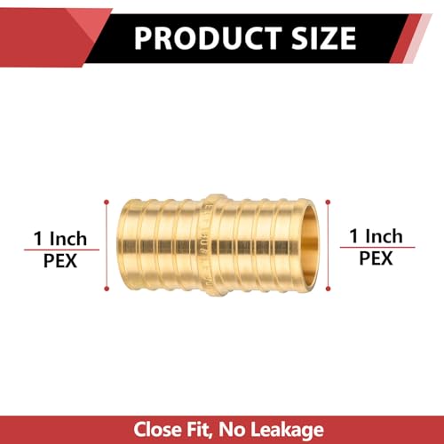 (Pack of 8) EFIELD Pex 1-Inch x 1-Inch Straight Couplings Brass Crimp Fittings, ASTM F1807,(PEX1807010-8PCS) - size: Pack of 8, style: 1" x 1"