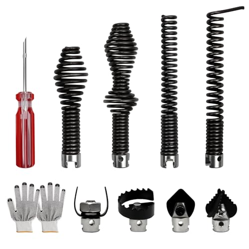 10-Piece Drain Snake Attachments for Ridgid K-400 Accessories, Drain Snake Drill attachment includes Cutting tools, Sawtooth, Glove for C4/6/7/8