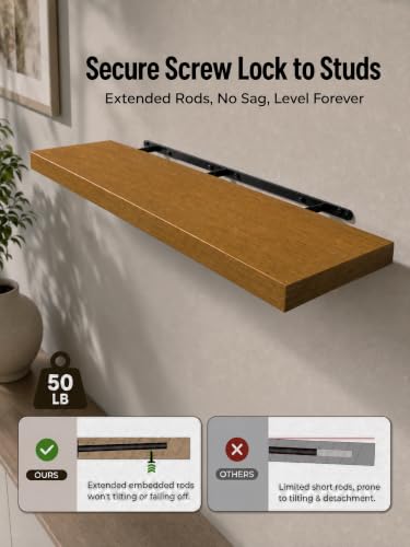 ROGMARS 36 Inches Long Walnut Floating Shelves - color: Walnut, size: 36 Inch set of 2