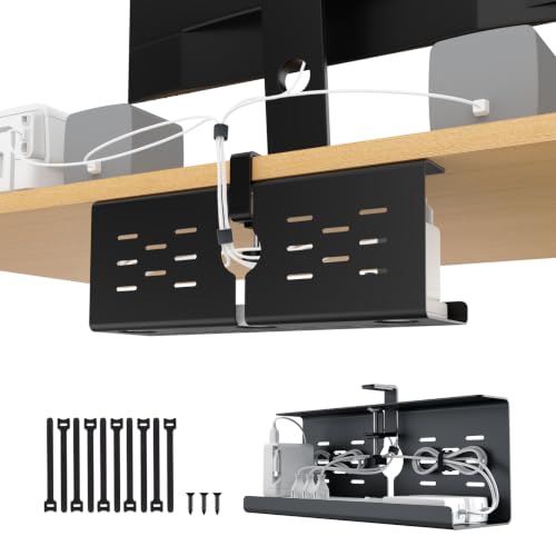 KEEGH 16 in Under Desk Cable Management Tray, Metal Cable Tary, 1 Pack - color: Black, size: 1 Pack