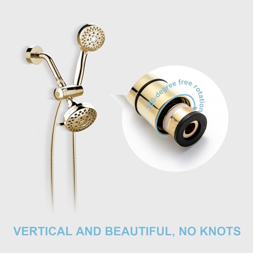 OFFO Shower Hose, 80 in Kink Free Stainless Steel Shower Hose Attachment Electroplating Handheld Shower Head Hose Flex Hoses Extension with Brass Insert & Nut for Pet Bathing Cleaning, Gold - color: Gold, size: 80 in