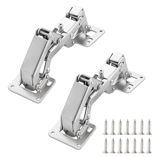 Qrity Kitchen Cabinet Door Hinges 170 Degree Hidden Frameless with Screws - size: 2 Pcs Hinges