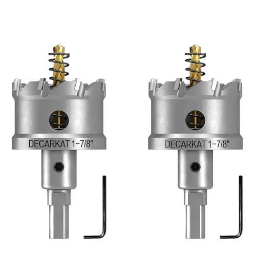 2-Pack 1-7/8" TCT Hole Saws for Hard Metal, Heavy Duty 48mm Tungsten Carbide Tipped Hole Cutters Set with Spring-Loaded Pilot Drill Bits for Stainless Steel, Metal, Iron, and Plastic. - size: 1-7/8" (48mm) X 2Pcs