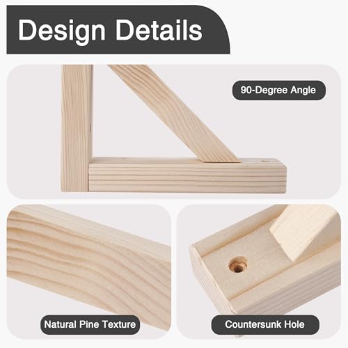 OVOV 4 Pack Wall Mount Wooden Shelf Brackets Triangle 7 Inch - color: Wood, size: 4pcs 7in