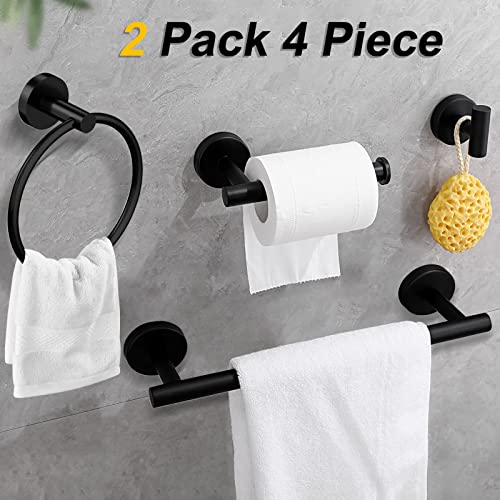 Cilee 8 Piece Matte Black Bathroom Hardware Set, 24inch Towel Bar Set - color: Black