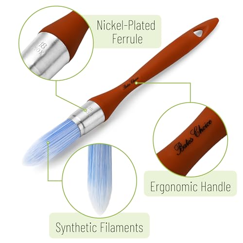 Bates- Trim Brush, 0.75 Inch, Edge Painting Tool, Trim Paint Brushes, Trimmer Edger, Trim Brush - color: Rust, size: 0.75 inch, 1 Pack