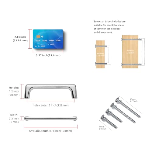 LIMUR 10 Pack 5 Inch (128 mm) Hole Center Polished Chrome Cabinet Pulls - Solid Zinc Alloy Kitchen Cabinet Handles, Drawer Pulls,Drawer Handle, Wardrobe & Dresser Handles, Cupboard Hardware - color: Polished Chrome, size: 5"/128 MM Hole Center