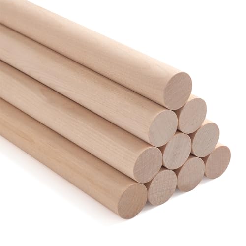 ONUPGO 10 PCS Dowel Rods Wood Sticks Wooden Dowel Rods - 3/4" X 12" Unfinished Hardwood Sticks for Arts and DIYers, Crafting, Tiered Cake Support and Wedding Ribbon Wands - size: 3/4"x12"Dowels-10 PCS