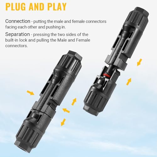Solar Panel Crimping Tool,Crimping Tool Kit with 10PCS Connectors and 2PCS Spanner Wrench and 2PCS Y Solar Connectors and Solar Wire Crimping Tool for PV Cable - color: 10p Mc4+1p Mc-y+a Crimper+1p Spanner