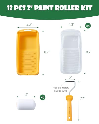 Voomey Foam Paint Roller, 2 Inch Mini Paint Roller Kit 12 Pack - size: 2 Inch Mini Paint Roller Kit 12 Pack