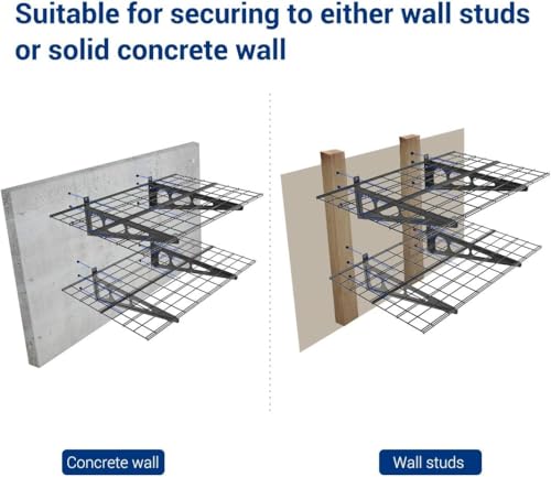 FLEXIMOUNTS 2 Pack 2x4ft Garage Shelving Wall Mounted Storage Rack, Black - color: Black, size: 2 pack-2x4 ft
