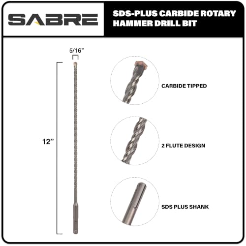 5/16 Inch x 12 Inch SDS Plus Rotary Hammer Drill Bit - size: 5/16" x 12"