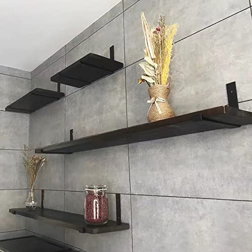 6-Pack Heavy Duty J-Shaped Shelf Brackets with Lip, 9-Inch Industrial Wall-Mounted Floating Supports for 8.8" Wide Lumber Board, Matte Black Finish, HOME MASTER HARDWARE - size: 6 Pack