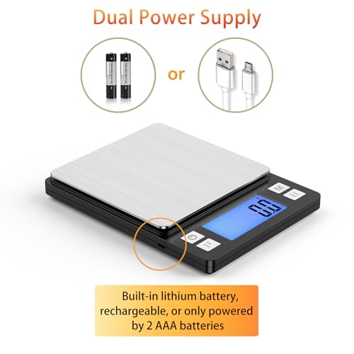 BOMATA Upgraded Small Food Scale with 0.1 g/0.001 oz High Precision - size: 0.1g/3kg Black