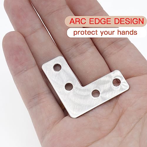 20-Pack Stainless Steel L-Shape Corner Brace 1.6x1.6Inch for Wood - size: Silver 40x40 mm