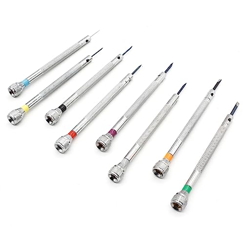 Hordion 8Pcs Micro Precision Screwdriver Set 0.6-2mm, Flat - size: 8Pcs Flat