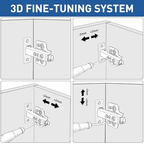 TamBee Corner Cabinet Hinge Bifold 175 Degree with Repair Plate Kit, 48mm Full Overlay Lazy Susan Cabinet Door Hinge Frameless - size: 175° Full Overlay + Plates