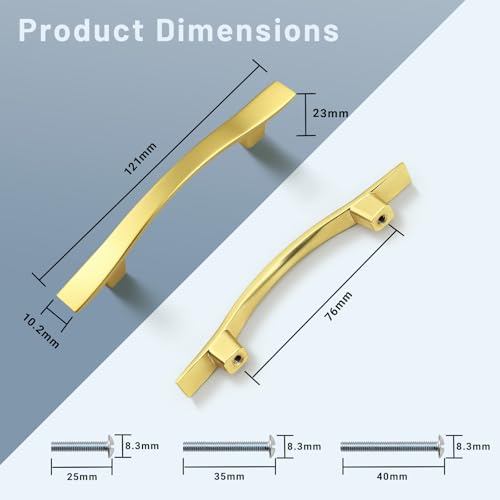 KNOBWELL 30 Pack 3 inch Hole Center Matte Gold Kitchen Cabinet Pulls,Wave Style Modern Dresser Pulls Hardware Kitchen Cabinet Handles for Bathroom Bedroom Vanity,Zinc Alloy - color: Brushed Gold, size: Hole Center：3 inch（76mm）