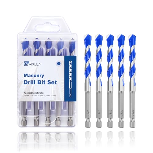 5 Pack 3/8" Masonry Drill Bit Set for Concrete,Hex Shank, 4" Length - size: 3/8 inch（ 5 Pack ）, style: Hex Shank