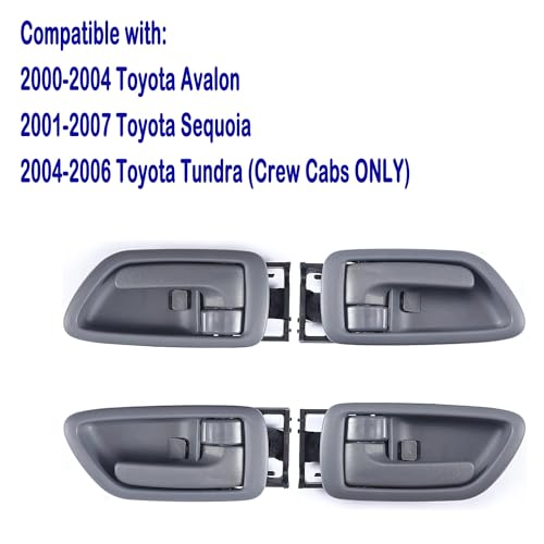 Set of 4 Front & Rear Drive & Passenger Side Interior Door Handles for 2000-2004 Toyota Avalon, 2001-2007 Sequoia, 2004-2006 Tundra(Crew Cabs Only) - Four Full-Sized Doors - Gray - size: 4 Pieces