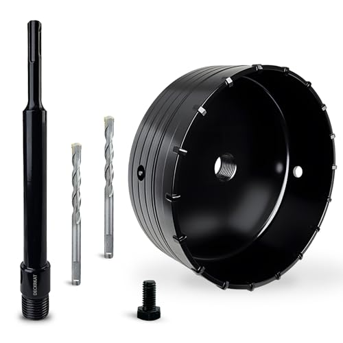 DECKRKAT 6-5/16" Concrete Hole Saw Kit,Electroplated Black Quenching Tech,Heavy-Duty Thickened Alloy Teeth,SDS Plus Shank & 2 Center Bits for Concrete,Brick,Stone. - size: (160mm)6-5/16"