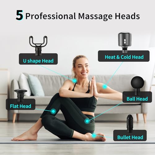 arboleaf Thermacool Massage Gun with Heat and Cold, 6 Speeds | Muscle Massage Gun Deep Tissue with Case, Powerful Percussion Massager for Home Gym Office Muscle Back Pain Relief, Gift - color: Grey