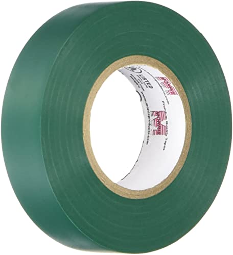 Morris 60040 Green Vinyl Plastic Electrical Tape, 7 mil, PVC, 66' Length, 3/4" Width, 10-Pack - color: Green, style: 10-Pack