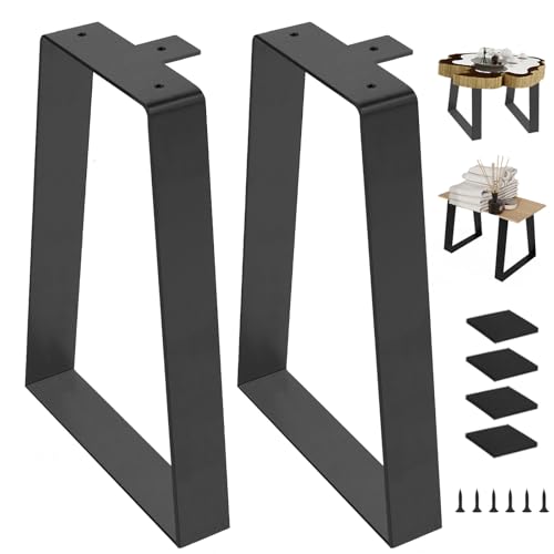 16 Inch Bench Legs, Trapezoid Metal Table Legs Heavy Duty Furniture Feets for DIY Desks, Black Metal End/Side Tables,Benches, Sofa, Set of 2 (H16 x W11, Black) - size: 16 '' Trapezoid 1