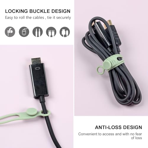 Silicone Cable Ties, 30Pcs Reusable Cord Ties in 3 Sizes for Various Cables