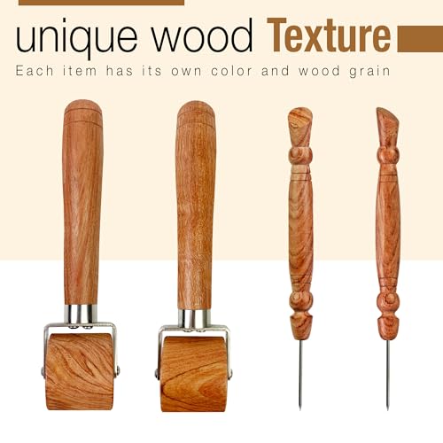 SAVINA 2-Piece Seam Roller & Stiletto Set, Wooden Sewing & Quilting Tools - color: Seam Roller + Stiletto