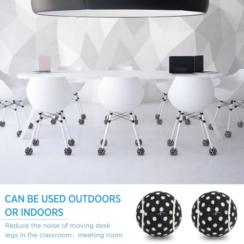 Macarrie 60 Pcs Precut Tennis Balls for Chairs Legs, Black and White - color: Black and White