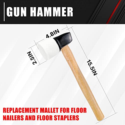 C&T White Rubber Flooring Mallet with Replaceable Head,Non-Marring Head, Wood Handle, 1 Replacement head - style: Wood+1 Replacement head