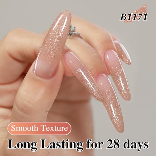 Double Rhythm 0.5Oz Glitter Gel Polish Shimmer Reflective Color for Nail Art Salon DIY Soak Off 15ml Nail Lamp Gel Polish at Home (Nude Pink-B1171) - color: Blossom Nude Pink