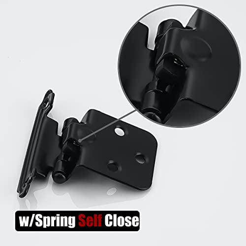 JQK 1/2 Inch Overlay Cabinet Door Hinges Black, 50 Pack 25 Pairs Flush Face Mount Cupboard Self-Closing Kitchen Cabinet Hinges, CH200-BK-P50 - color: Black, size: 50 pack/25 pairs