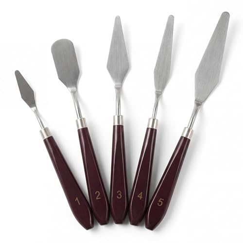 5-Piece Stainless Steel Palette Knife Set | Oil, Acrylic, Watercolor Painting, Cake Decorating, Art & Mixing Tools, Texture Creation