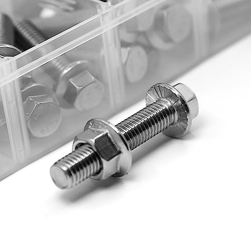 245PCS M6 M8 M10 Heavy Duty Flanged Bolts and Nuts Kit,Stainless Steel 304 Metric Flanged Hex Screws Nuts Includes 15 Most Common Sizes - color: 245PCS M6 M8 M10 Bolts and Nuts Kit