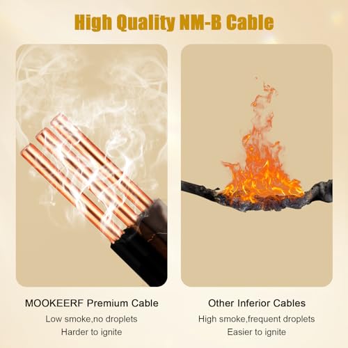 12/2 Wire with Ground - 10FT 12 Gauge NM-B Non-Metallic Sheathed Cable 100% Pure Copper 12 AWG 2 Conductor Residential Indoor Wire for Outlets, Switches, Other Loads and Lighting Wiring Projects etc. - size: 10FT, style: 12AWG/2