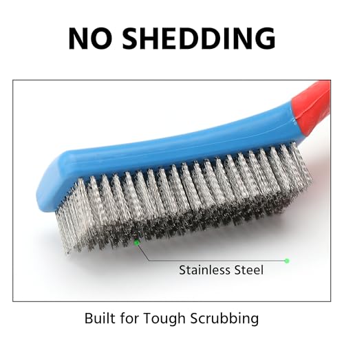 Wire Brushes for Rust Removal, Steel Wire Metal Brush for Cleaning Concrete