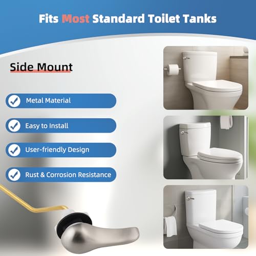 iFealClear Universal Metal Toilet Tank Flush Lever Replacement, Side Mount Toilet Handle Replacement Kit, Solid Brass Toilet Trip Lever Fits Most Toilets, Stainless Steel Chain, Brushed Nickel - color: Brushed Nickel, style: Side Mount Design