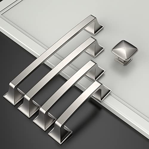 Amerdeco 10 Pack Brushed Satin Nickel 3 Inch(76mm) Hole Centers Kitchen Cabinet Pulls Hardware Kitchen Handles for Cabinets Cupboard Handles Drawer Pulls - color: Brushed Satin Nickel, size: 3"/76mm Hole Center
