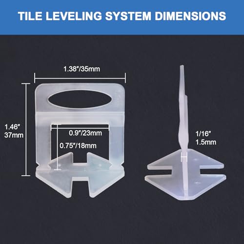 Tile Leveling System Clips 1/16 Inch 2000pcs Tile Leveling Spacer DIY Tiles Leveler Spacers 1.5mm Tile Tools Set Tile Leveling System for Professional Ceramic Stone Installation - size: 2000pcs 1.5mm Tile Leveling Spacers