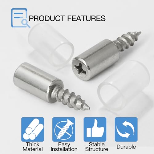 12pcs Screw in Shelf Pins with Anti-Slip Clear Sleeve, Nickel Plated Shelf Pegs Cabinet Shelf Holders Shelf Support Pegs, Small Shelf Brackets Phillips Head Pegs for Shelves - color: Clear Sleeve