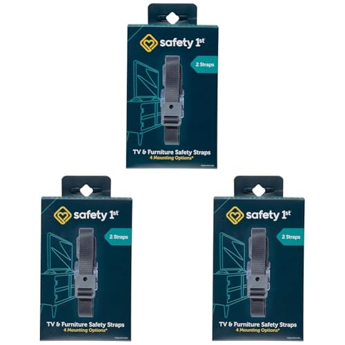 Safety 1st TV & Furniture Safety Straps, Black, Screws Included, 2‑Count (Pack of 3) - size: 2 Count (Pack of 3)