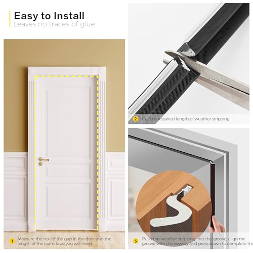 Ravinte Weather Stripping Door Seal, Q-Shaped Kerf Foam Strip, 19.8FT, Black - color: Black, size: 19.8FT