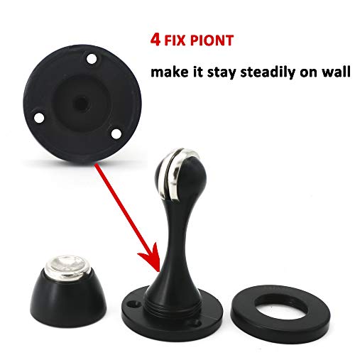 Solid Mental Magnetic Door Stop, Wall Mounted, Black - color: Black