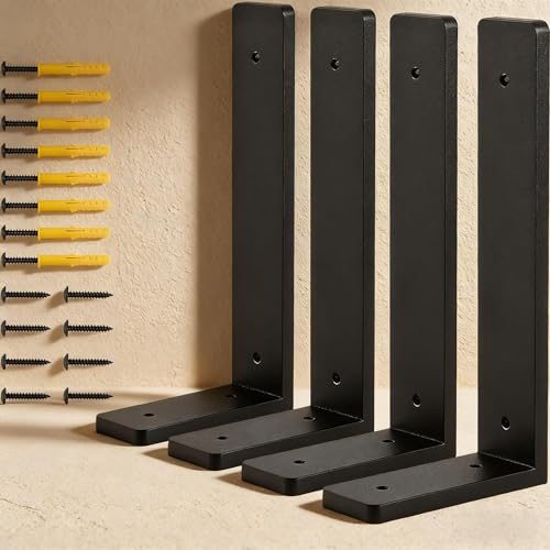 8 INCH x 4 INCH Shelf Support Bracket Heavy Duty, L Shelf Brackets ,max Load 88lbs, , Metal Brackets for Shelves, Counter Bracket ,Corner Brace,Pack of 4. (8 '' x 4 '' L-Shape) - size: 8" x 4" (L-Shape)