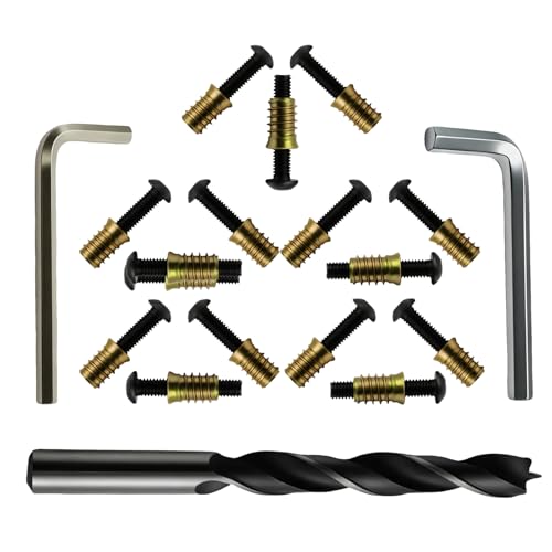 3/8"-16 Furniture Threaded Insert Kit, 15 Zinc-Plated Inserts (25mm) & 15 Grade 10.9 Bolts (2"), with 10mm & 5.5mm Wrenches and 13mm Drill Bit for Heavy-Duty Wood Furniture Repair and Assembly - size: 3/8"-16 × 25 mm(Inserts) + 3/8"-16 × 2"(Bolts)