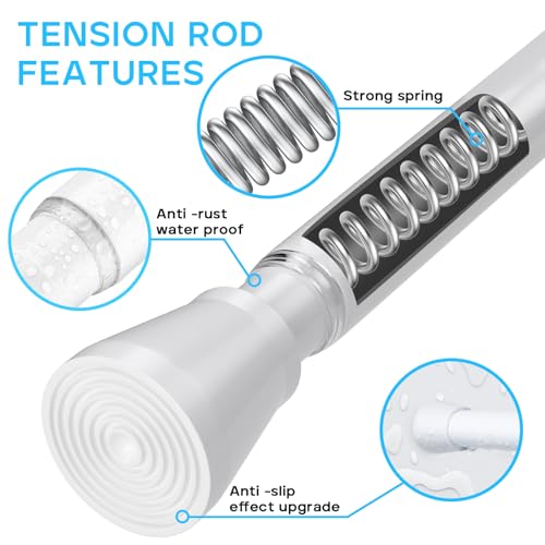 2Pack White Shower Curtain Rod 45 to 77 Inch - color: White 2 Pack, size: 45-77"