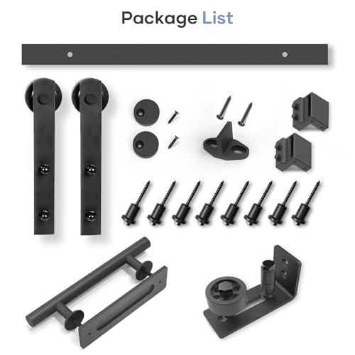EaseLife 10 FT Sliding Barn Door Track and Handle Hardware Kit, Straight Pulley,Slide Smoothly Quietly,Easy Install (10FT Track Kit for 54"~60" Wide Single Door) - size: 10 FT-Single Door Kit